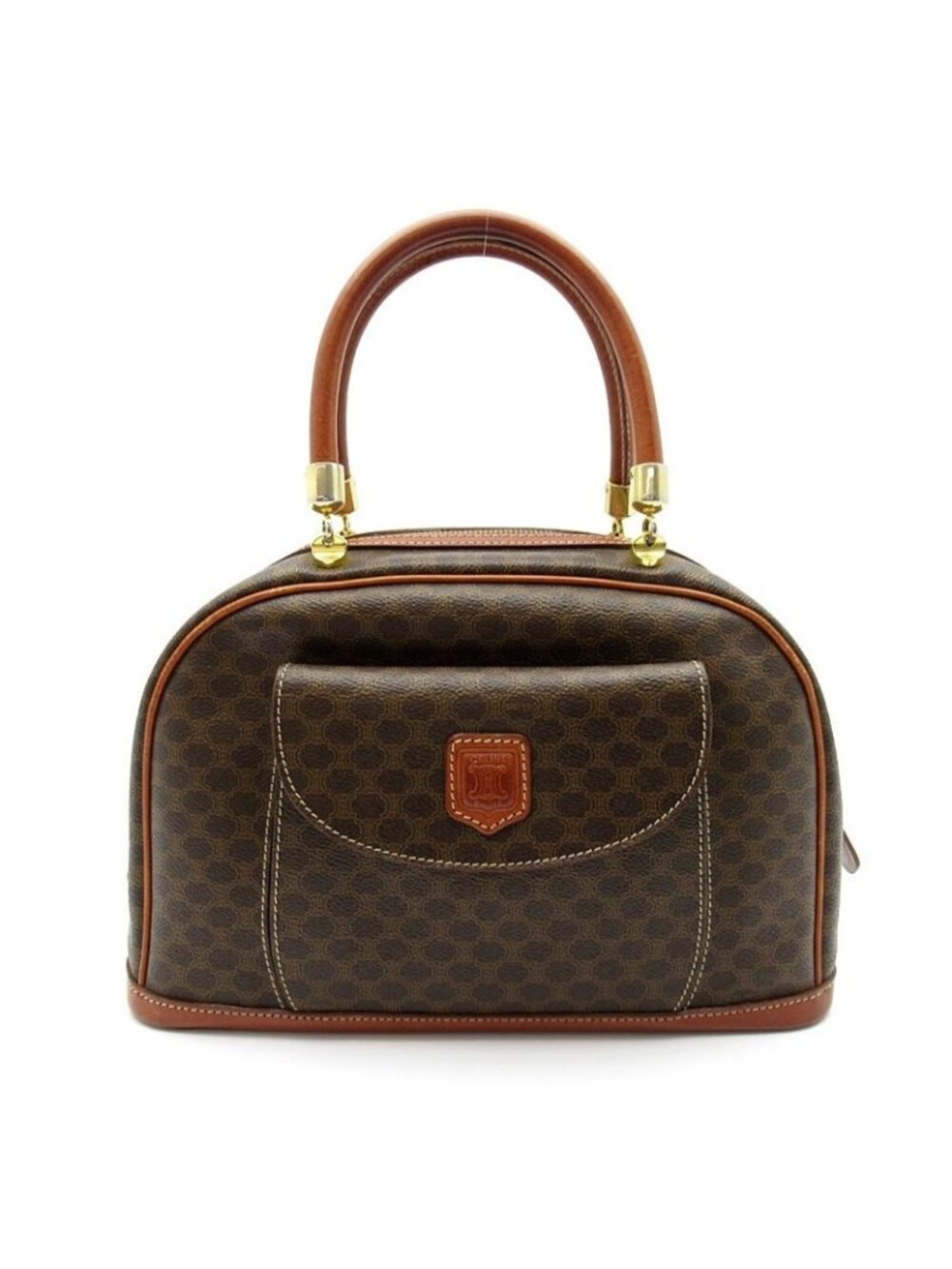 Celine Macadam Handbag Leather Brown